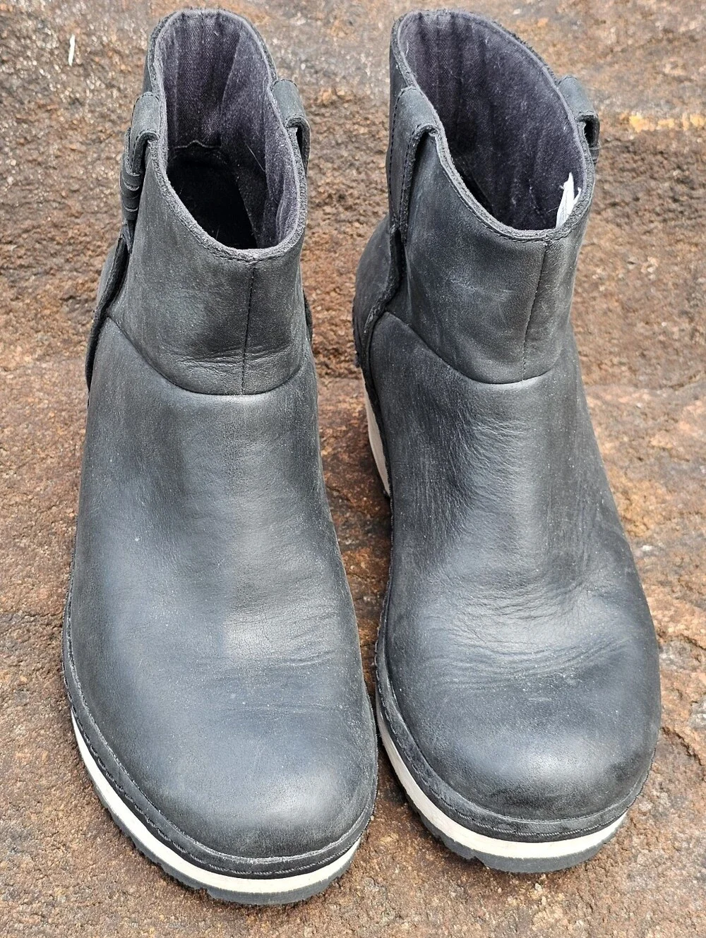 Merrell Halendi Bluff Mid Black Leather Wedge Ankle Boots J001672 Womens Size 8